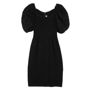 ST. JOHN Vintage Evening Dress Puff Sleeves Santana Knit Women’s Size XS/S